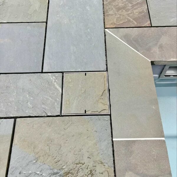 HIDE Stainless Steel Skimmer Cover with stone inlay.