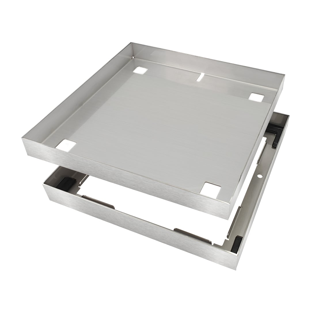 HIDE Skimmer Cover hardware showing the 316 stainless lid and edge protector
